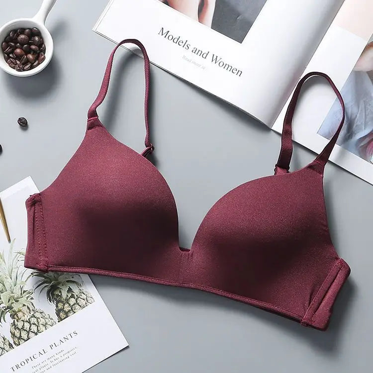 Ultra Thin Sexy Ice Silk Wireless Bra For Women Sexy Gather Underwear Push Up Simple Lingerie Seamless Brassiere Bralettle