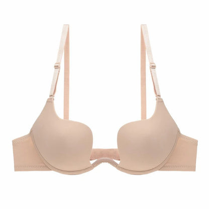 Women Invisible Bra Deep U Plunge Bras Backless Top for Dresses Sexy Lingerie with Transparent Strap Push Up Strapless Underwear