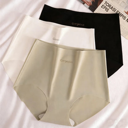 3pcs Women Thin Seamless Panties Girl Ice Silk High Waist Underwear Yoga Sport Brief Breathable Comfort Hip Lift Panty Underpant