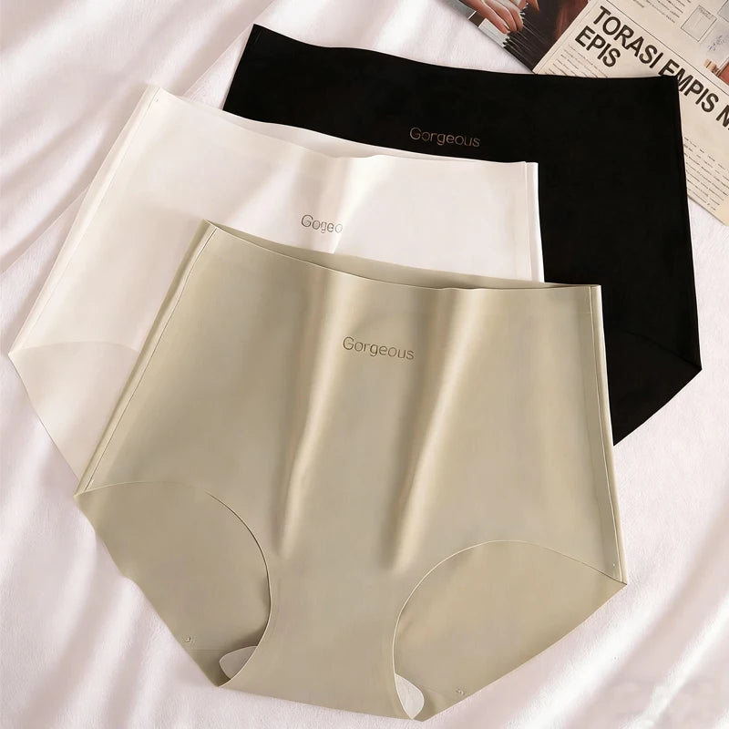 3pcs Women Thin Seamless Panties Girl Ice Silk High Waist Underwear Yoga Sport Brief Breathable Comfort Hip Lift Panty Underpant