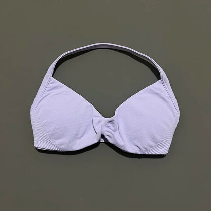 HISTELLO Impact Strappy Bra Gym Top Women High Support Thin Strap Halter Sports Seamless Bras Scrunch Push-up Workout Yoga Tanks