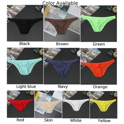 Men's Sexy Breifs Confortable Ice Silk Briefs Ultra-thin Transparent Breathable Underwear Low Waist Underpants Fashion Briefs
