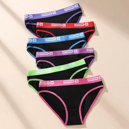 6Pcs/Set Women Cotton Panties Soft Underpants Sexy Black Underwear Girls Briefs Breathable Stretch Panty Female Lingerie XS-L