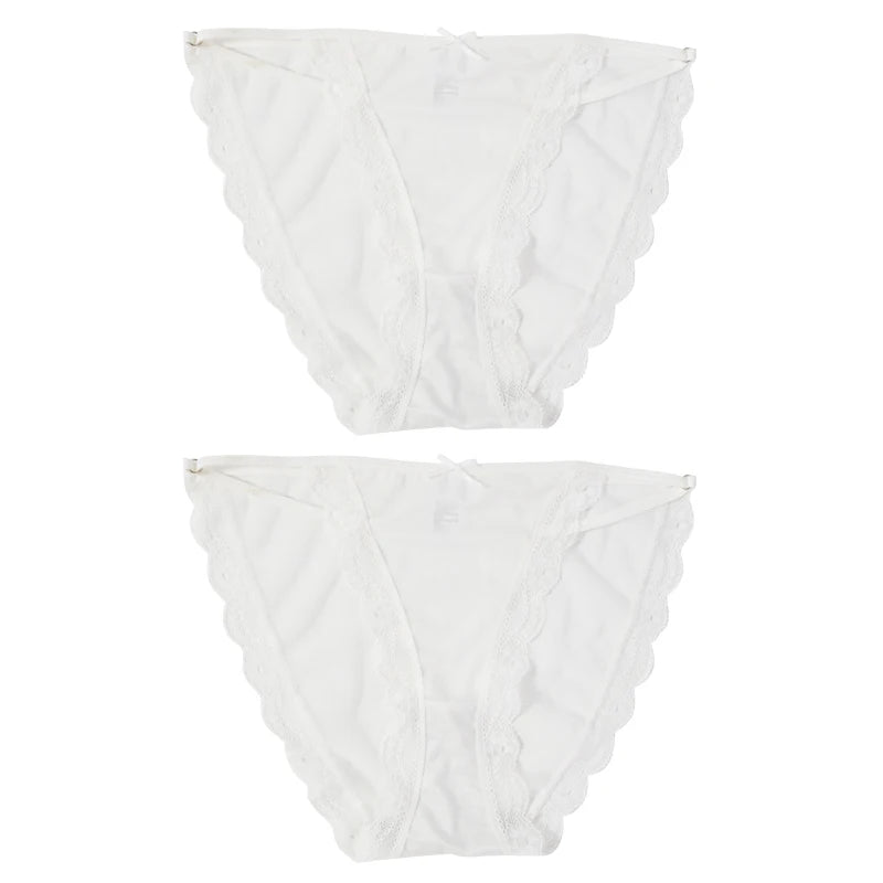 2PCS Mesh Satin Half Pack Panties Women's Ice Silk Low Rise Soft Intimates Breathable Sexy Lace Underpants Light Silky Briefs