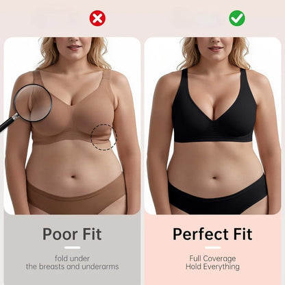 Women's Deep V Bras Wire-free Comfortable Bra Seamless Jelly Shirt T-shirt Gathering Brassiere Low-cut Seamless Underwear