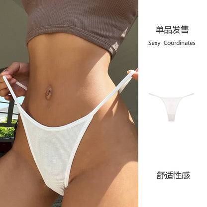 Solid Sports Seamless Sexy Thongs Low Waist Traceless Cotton Crotch Yoga Panties Thin Soft Women's Underwear