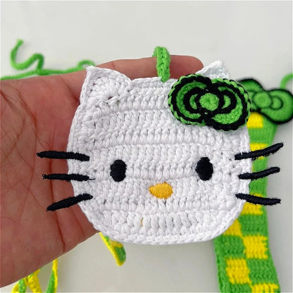 Sanrio Cute Bikini Set Crochet Girls Swimsuit Hello Kitty Sexy Bathing Suit Kwaii Women Swim Suit Bandage Micro Bikinis Swimwear