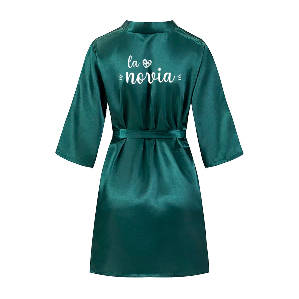 Sage Green Bridal Satin Robe Women Spanish Wedding Robe Novia Kimono Bride Party Bridesmaid Robes