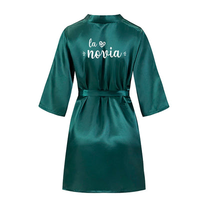 Sage Green Bridal Satin Robe Women Spanish Wedding Robe Novia Kimono Bride Party Bridesmaid Robes