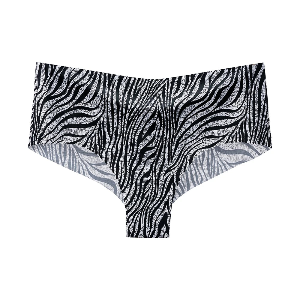BANNIROU 1Pcs Women's Seamless Print Briefs Panties Ice Silk Sports Female Mid-Rise Panties Ladies Intimates Women's Underwear