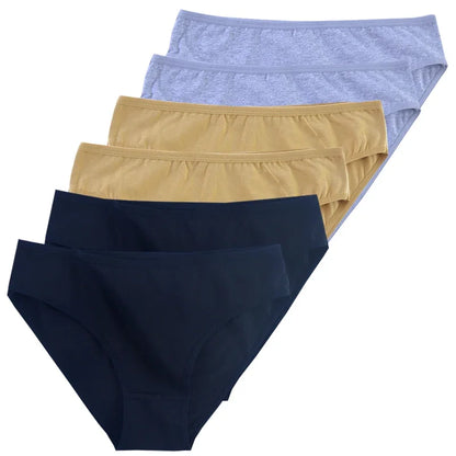 6pcs Women Panties Girl Sexy Underwear Solid Color Middle-Waisted Briefs Female Ventilation Soft Cotton Women's Underpants