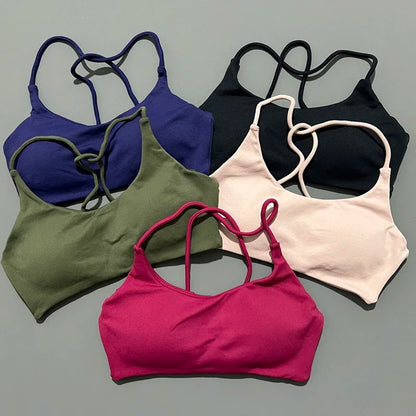 No Logo Twist Back Bra Woman Seamless Yoga Underwear High Support Backless Sports Bra Running Workouts Top Running Gym Bra