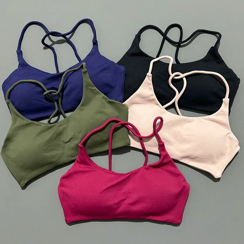 No Logo Twist Back Bra Woman Seamless Yoga Underwear High Support Backless Sports Bra Running Workouts Top Running Gym Bra