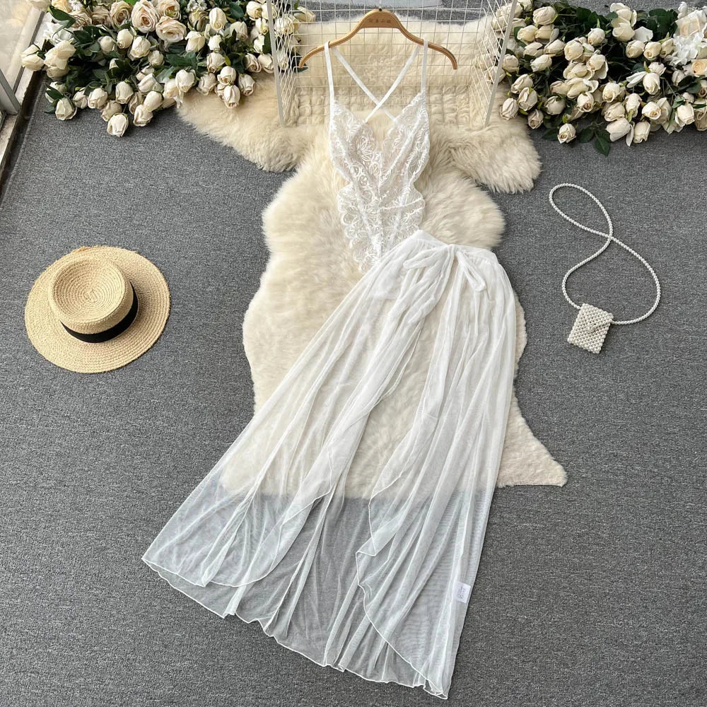 Women Strap Hollow Out Backless French Style Striped Erotic Playsuits Cosplay Slim Fit Underwear Black Lingerie Sexy Bodysuits