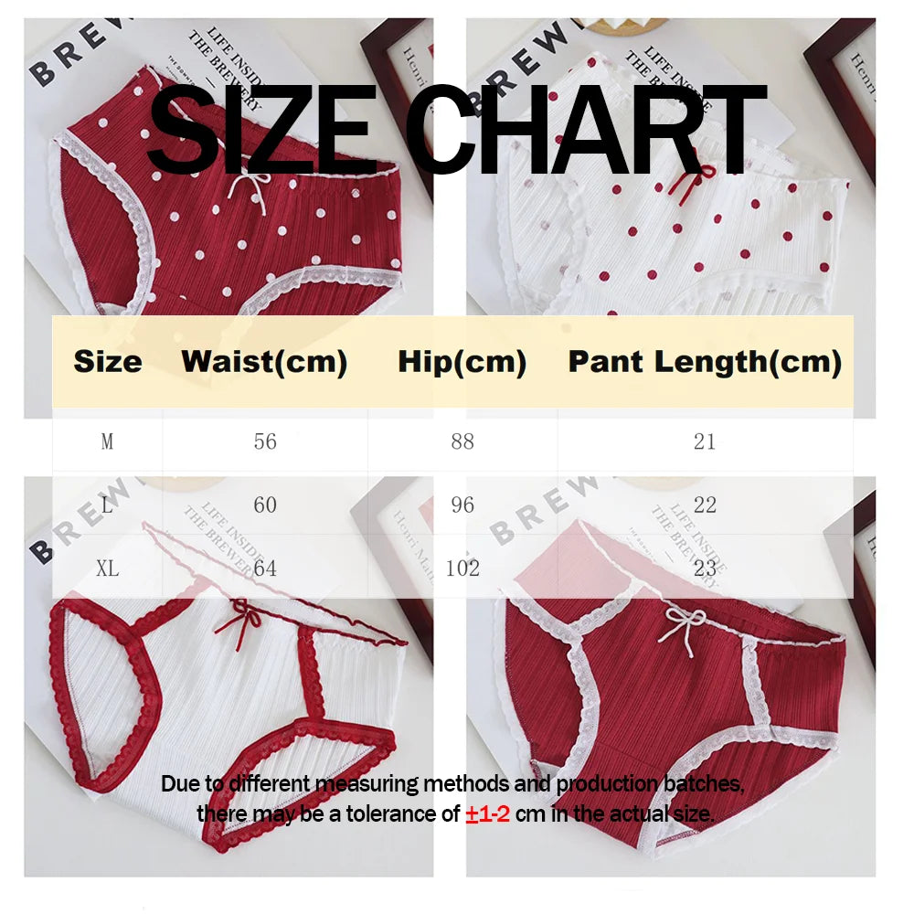 3pcs Cotton Women's Panties Sweet Cute Printed Student Mid-Waist Underwear Fashionable Breathable Girls Daily Briefs