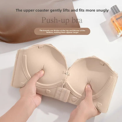 Ultimate Push Up Bra 12cm Padded Front Closure Strapless Plunge Bra for Small Chest Extreme Lift Invisible Back Comfort Wear