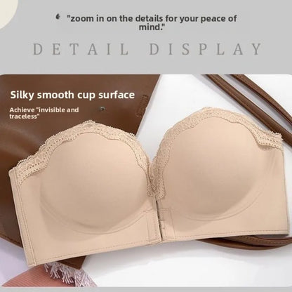 Ultimate Push Up Bra 12cm Padded Front Closure Strapless Plunge Bra for Small Chest Extreme Lift Invisible Back Comfort Wear