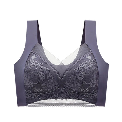 FallSweet Seamless Ice Silk Push Up Bra for Women Wireless Lace Bralette Plus Size Brassiere Summer Comfort Underwear Lingerie