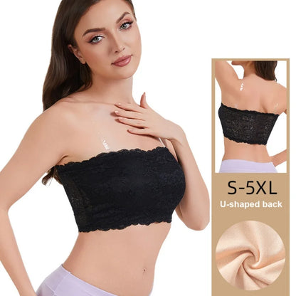 Women's Plus Size Body Shaping Underwear Strapless Sexy Lace Bra Comfortable Breathable Sports Bra