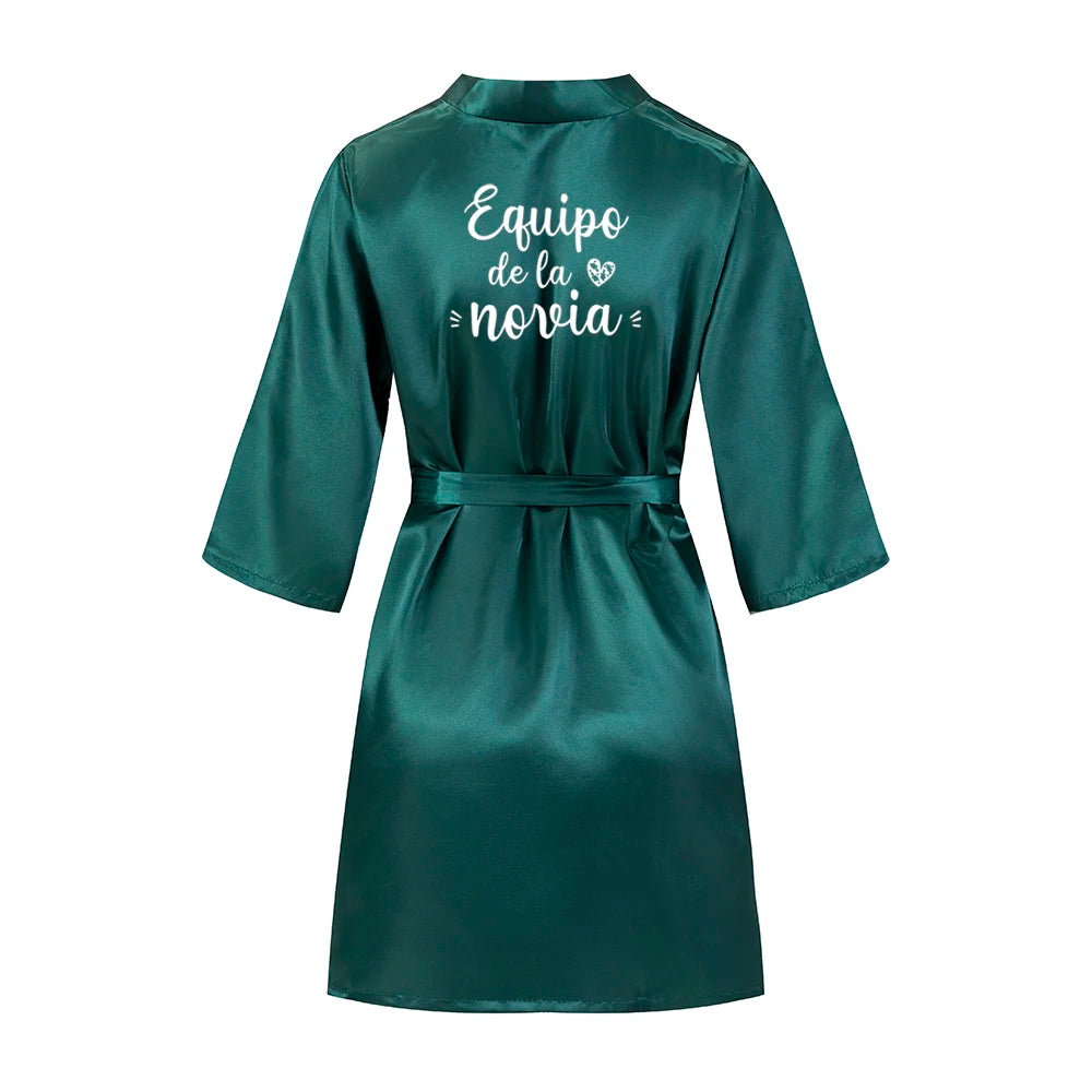 Sage Green Bridal Satin Robe Women Spanish Wedding Robe Novia Kimono Bride Party Bridesmaid Robes