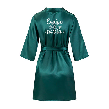 Sage Green Bridal Satin Robe Women Spanish Wedding Robe Novia Kimono Bride Party Bridesmaid Robes