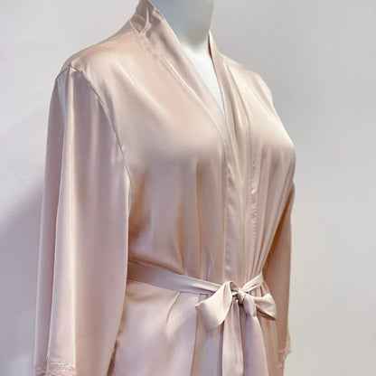 Bridal Kimono Robes Only Beautiful Sexy Pajamas Women's Bathrobe Pure French High Quality Nightgown Lace Mesh Bow Dressing Gowns