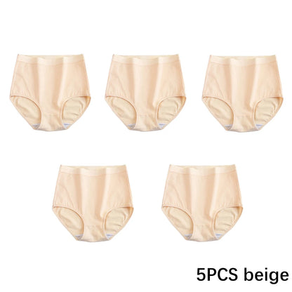 FallSweet 5PCS/set Women’s Cotton Panties Seamless Plus Size Briefs Solid Underwear Soft Breathable Underpants Female Lingerie