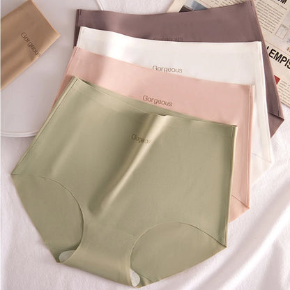 3pcs Women Thin Seamless Panties Girl Ice Silk High Waist Underwear Yoga Sport Brief Breathable Comfort Hip Lift Panty Underpant