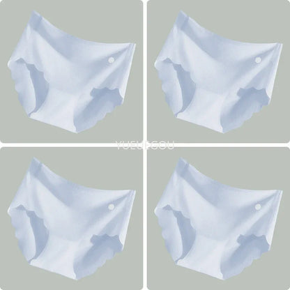 4PCS Ice Silk Seamless Underwear Ultra-thin Women's Panties Sexy Transparent Stretch Briefs High Waist Comfortable Lingerie M-XL