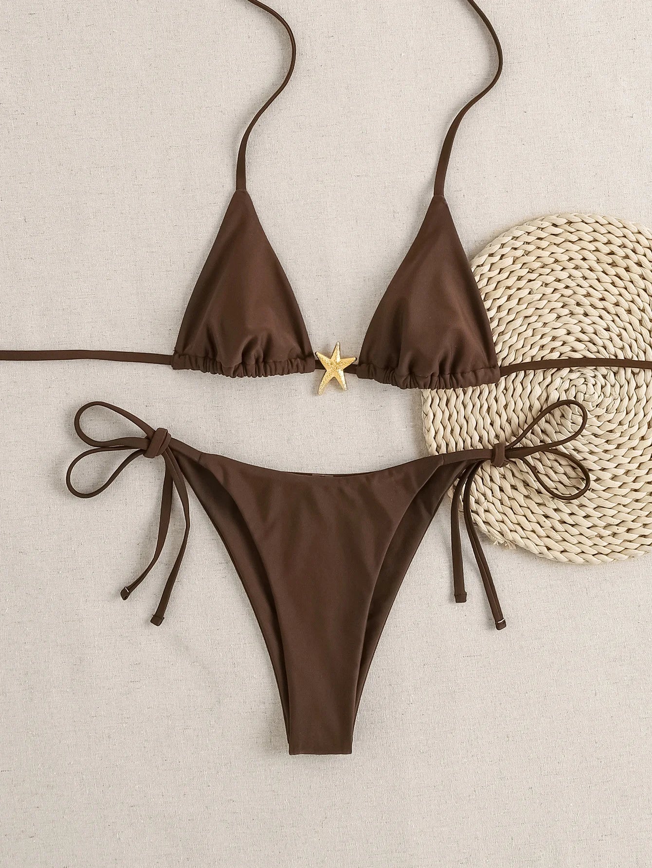 2025 New Women's Bikini Set  Adjustable Tie Side Bandage Swimwear High-End Sexy Two-Piece Bathing Suit Summer Beach Push Up