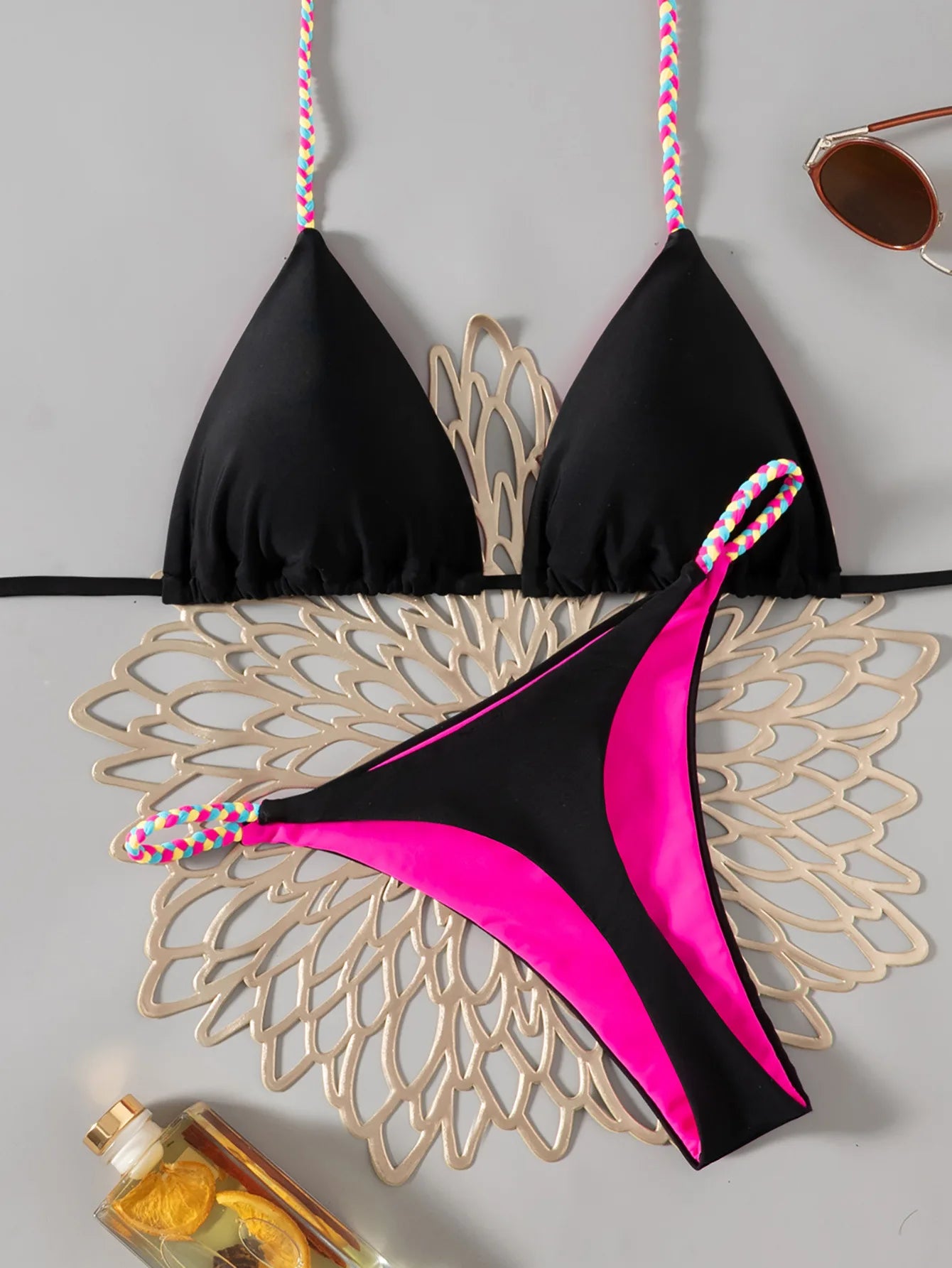 2025 New Women's Bikini Set  Adjustable Tie Side Bandage Swimwear High-End Sexy Two-Piece Bathing Suit Summer Beach Push Up