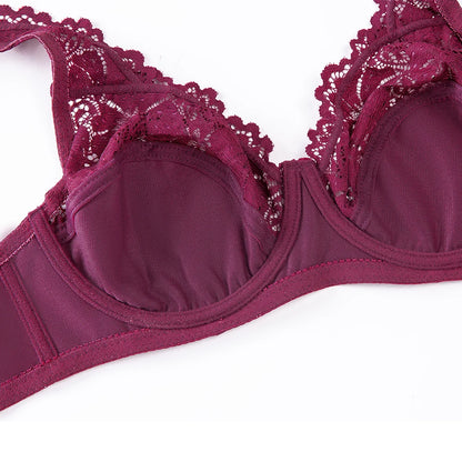 Sexy New Hot Gorgeous Embroidery Floral Lace Brassiere Plunge Lingerie Women's Underwear Big Size Bra B C D DD E F Cup Bh