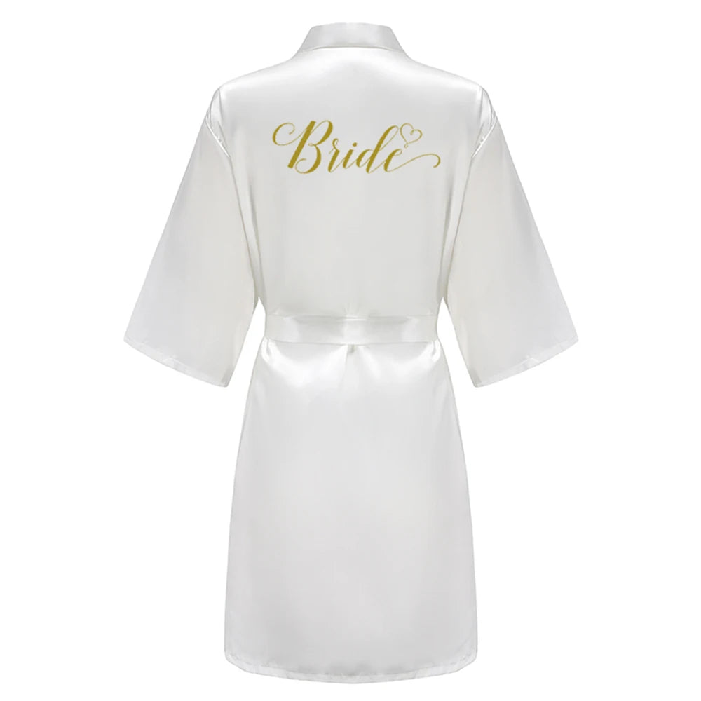 Black Women Silky Satin Robe Wedding Bridal Party Bride Bridesmaid Robes Kimono Loungewear Dressing Gowns
