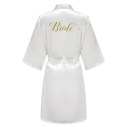 Black Women Silky Satin Robe Wedding Bridal Party Bride Bridesmaid Robes Kimono Loungewear Dressing Gowns