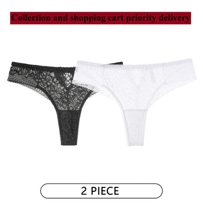 CINOON 2Pcs/Lot Women Sexy Lace Embroidery Panties Low-waist Underwear G String Hollow Out Lingerie Temptation Thong Intimates