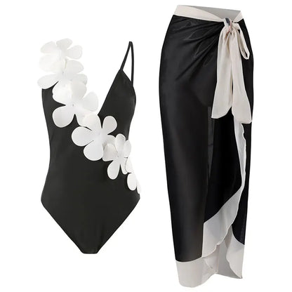 2023 Sexy Fashion One Piece Swimsuit Solid 3D Flower Summer Women Swimwear Beachwear Summer Luxury Monokini Bathing Suit