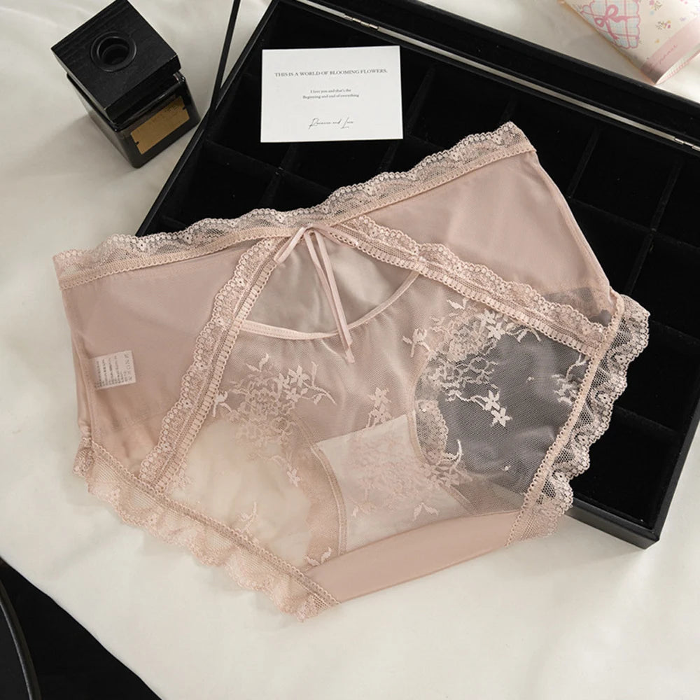 Women's Panties Sexy Briefs Women's Hollow out Semi-Transparent Soft Breathable Triangle Underwear Lace Flower Pattern Plus Size