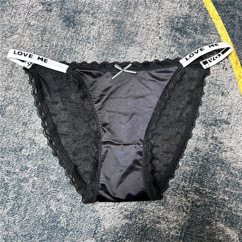Women's Lace Bow Panties Comfort Hollow Out Briefs Heart Underwear Woman Sexy Pantys Intimates Underpants M L XL