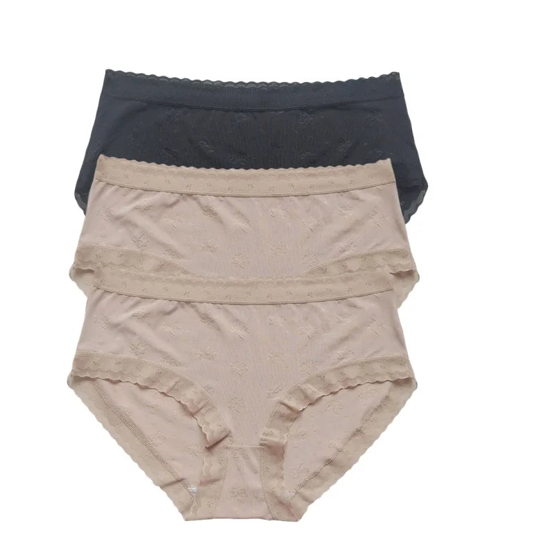 3Pcs/Set Low Rise Briefs Women Ice Silk Panties Breathable Seamless Underwear Solid Color Female Underpants Sexy Lingerie M-XL