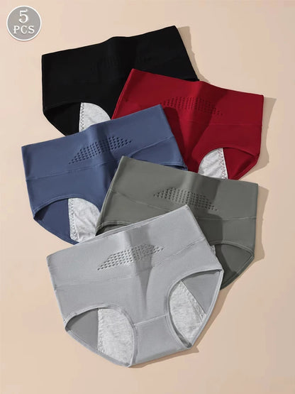 5PCS Menstrual Women Panties Widen Period Pants Leak Proof Physiological High Waist Underwear Cotton Plus Size Female Briefs