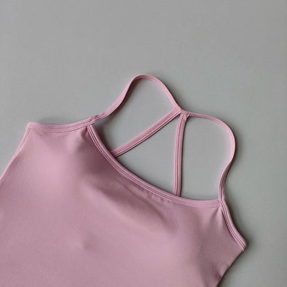 Women's Yoga Sports Fitness Vest, Pilates Running Bra, Thin Belt, Professional Training Underwear, Chest Mat, Fitness Gear