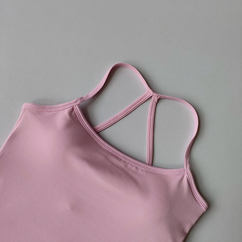 Women's Yoga Sports Fitness Vest, Pilates Running Bra, Thin Belt, Professional Training Underwear, Chest Mat, Fitness Gear