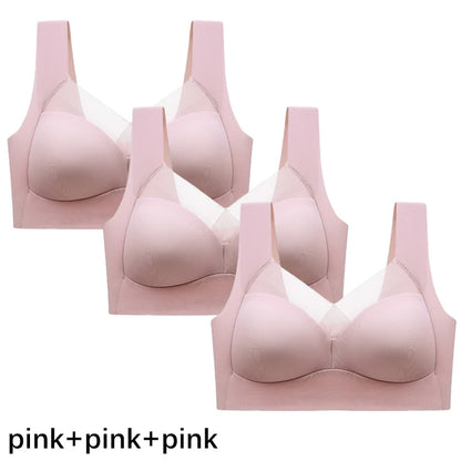 FallSweet 3PCS Plus Size Seamless Sport Bra for Woman Lace Wireless Bralette Shockproof Beautiful Back Bra Comfort Gym Underwear