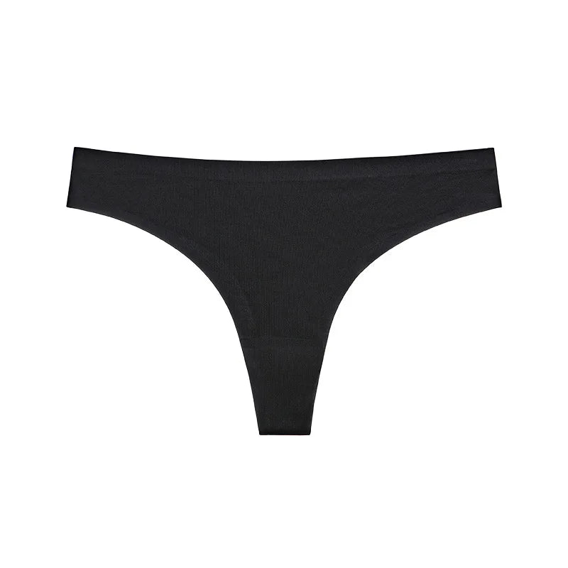Solid Color Ice Silk Women T-pants Elastic Low-waisted Ladies Lingerie Thin Quick Drying G-string Seamless Invisible Girls thong