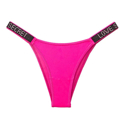 Shiny Rhinestone Thong Women Low Waist Panties Sexy Underwear Ladies Briefs Lingere Panty Underware Womens Lingerie Thongs