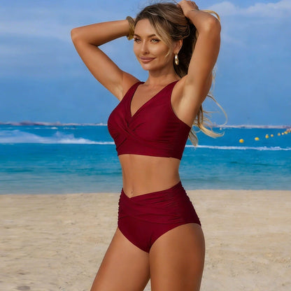VigoBreviya 2025 Sexy Solid Strapped Swimwear Women Cross Push Up Bikini Set Brazilian Lady Swimsuit High Waist Beach Bath Suit