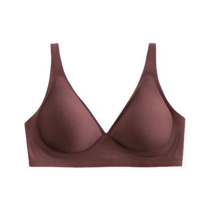 Women's Deep V Bras Wire-free Comfortable Bra Seamless Jelly Shirt T-shirt Gathering Brassiere Low-cut Seamless Underwear