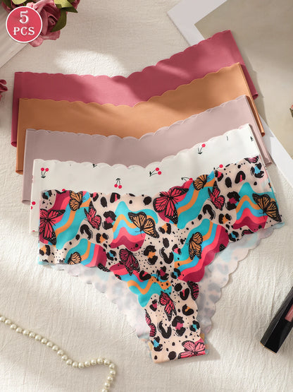 5 Pack Seamless Underwear for Women No Show Panties Invisibles Briefs Soft Stretch Bikini Underwears