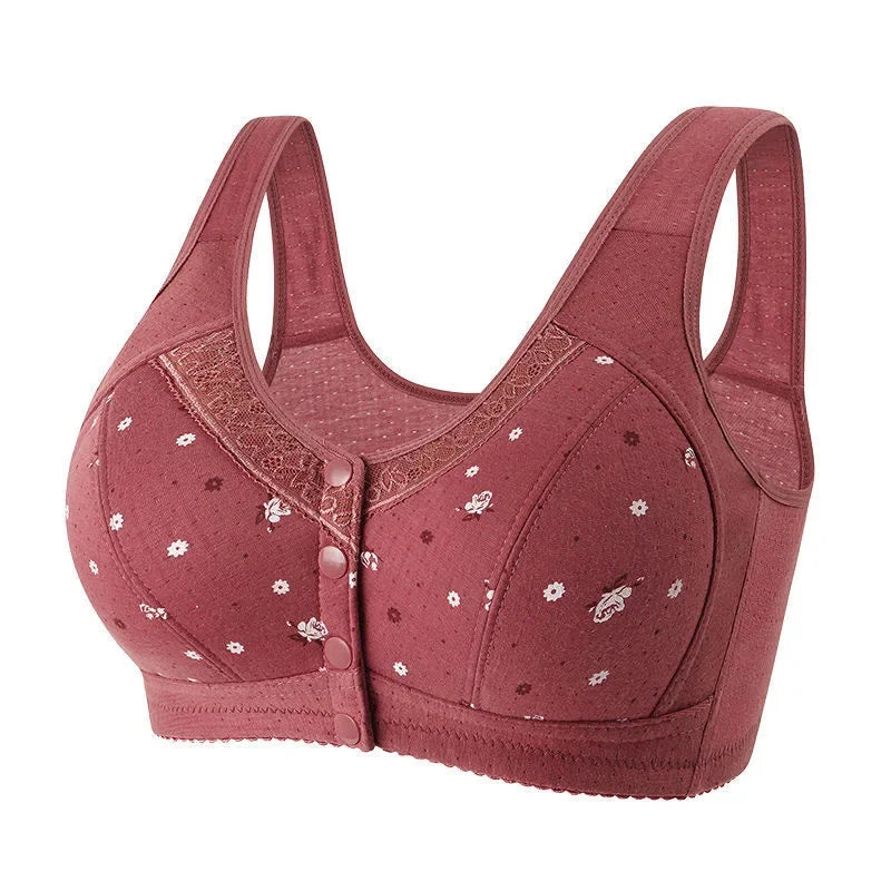 2025 New Confortable Bra Cotton Women Wire Free Bras Push Up Front Closure Underwear Female Everyday Lingerie Large Bust 50BCD
