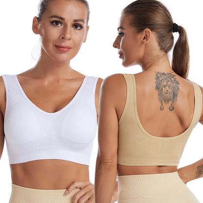 S-7XL Sports Yoga Shockproof Women's Bra Removable Breast Pad Bralette Sexy Elastic Beautiful Back Tops Comfort Cotton Sleep Bra